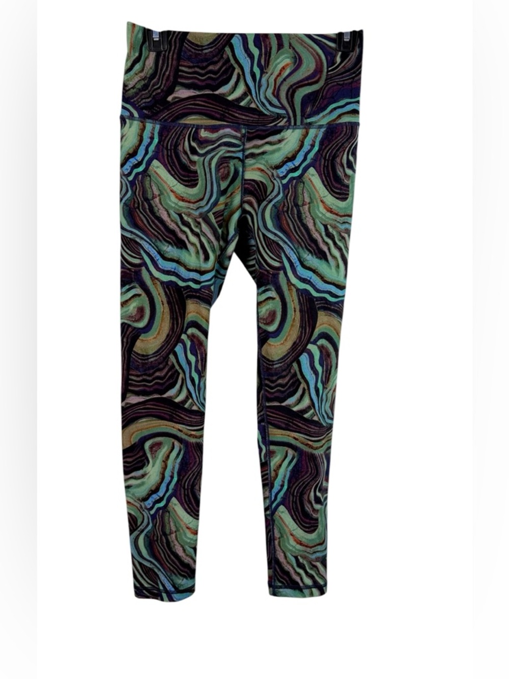 CALIA by Carrie Underwood High Rise Leggings Abstract Teal/Black Print, Size M